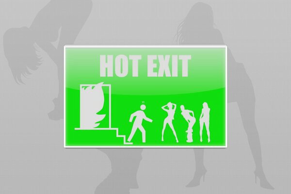 Comic sign of the burning exit