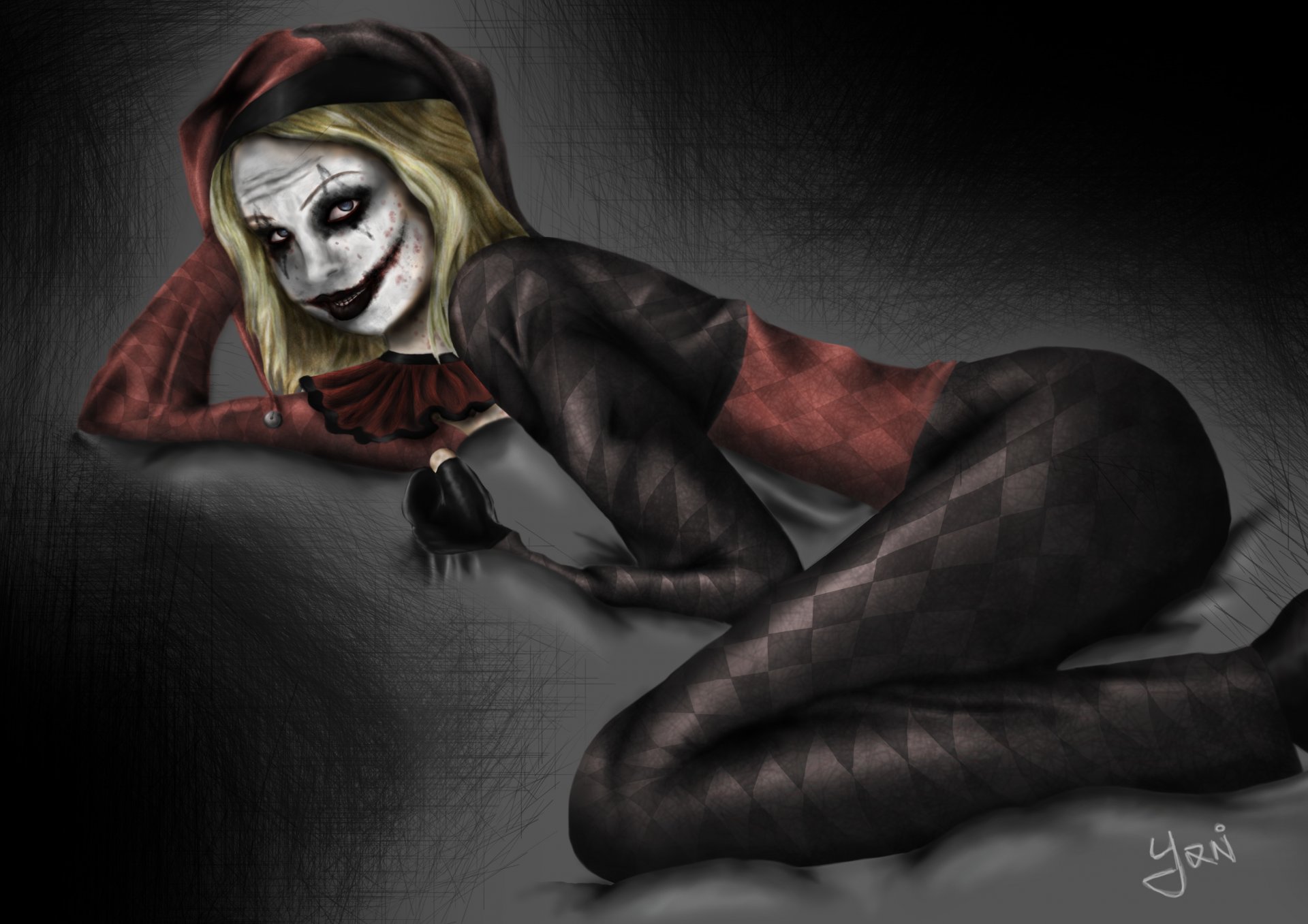 harley quinn bösewicht aussehen kostüm kunst