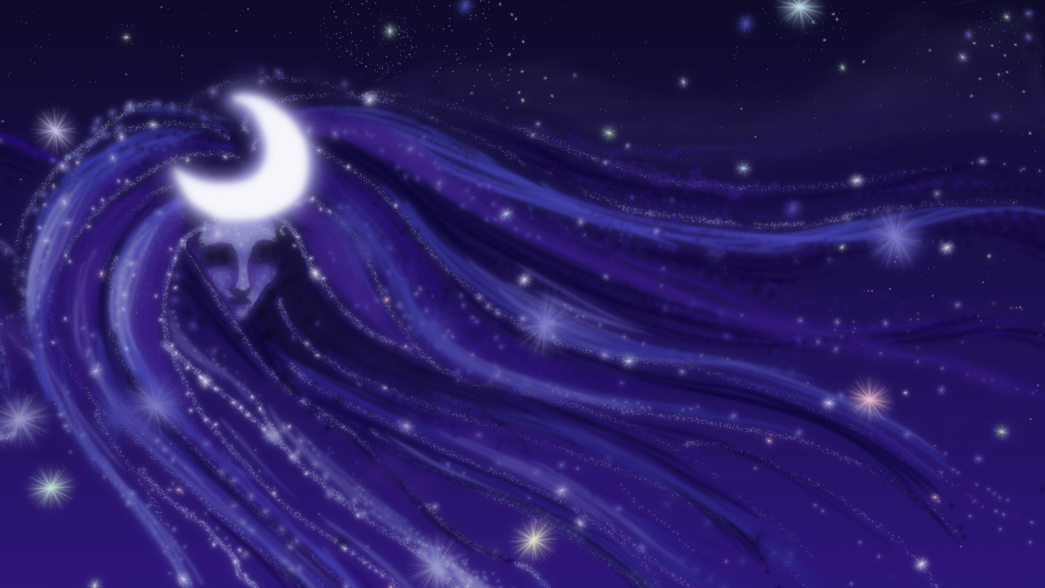 fiction night sky star moon girl light