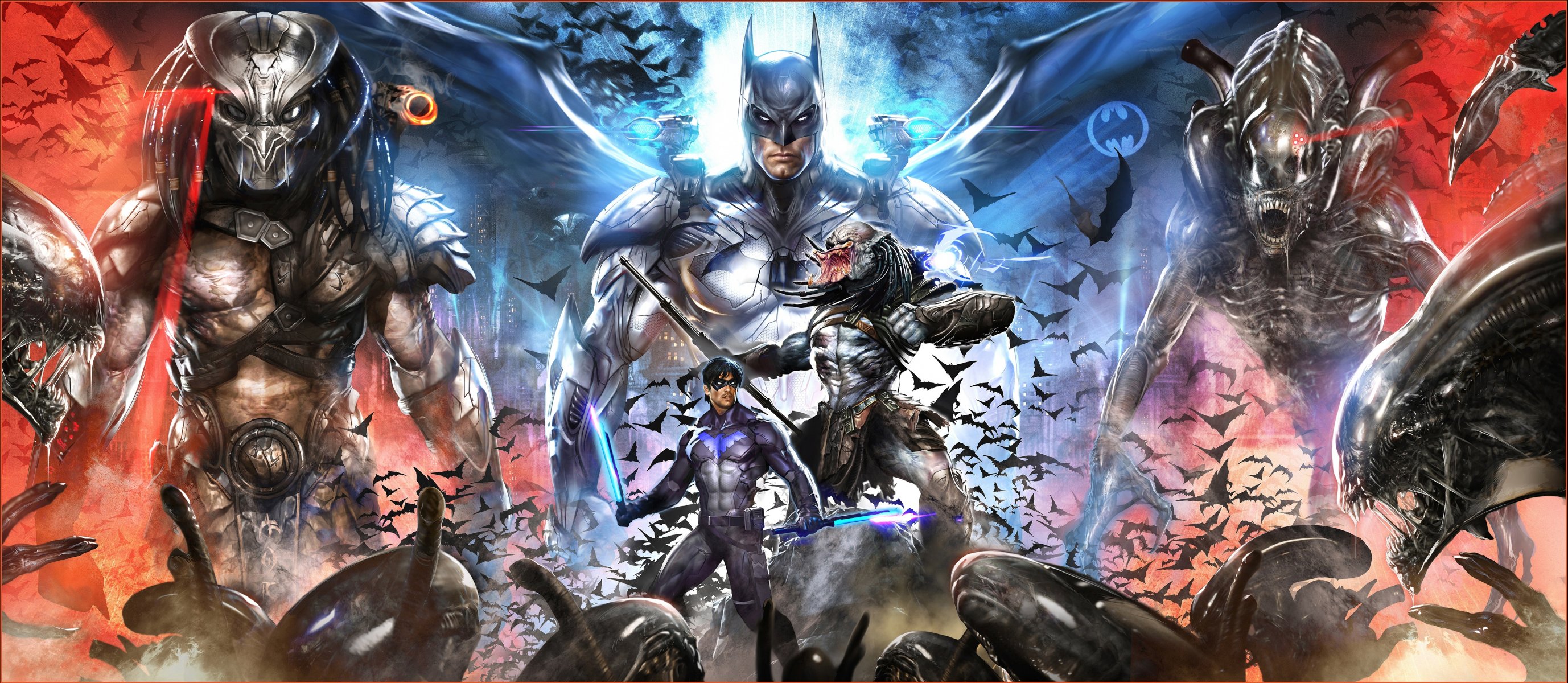 crossover batman nightwing alieno xenomorph predatore