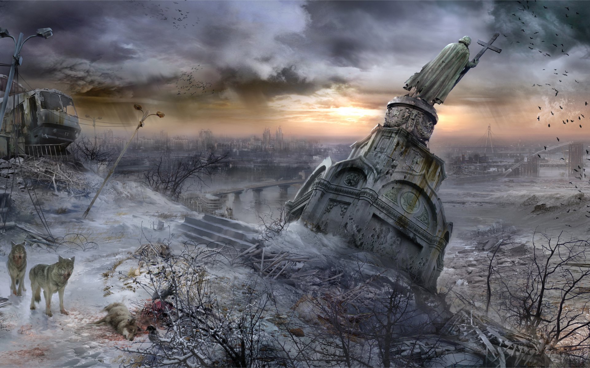 vladimir wasteland art monument wolves animal