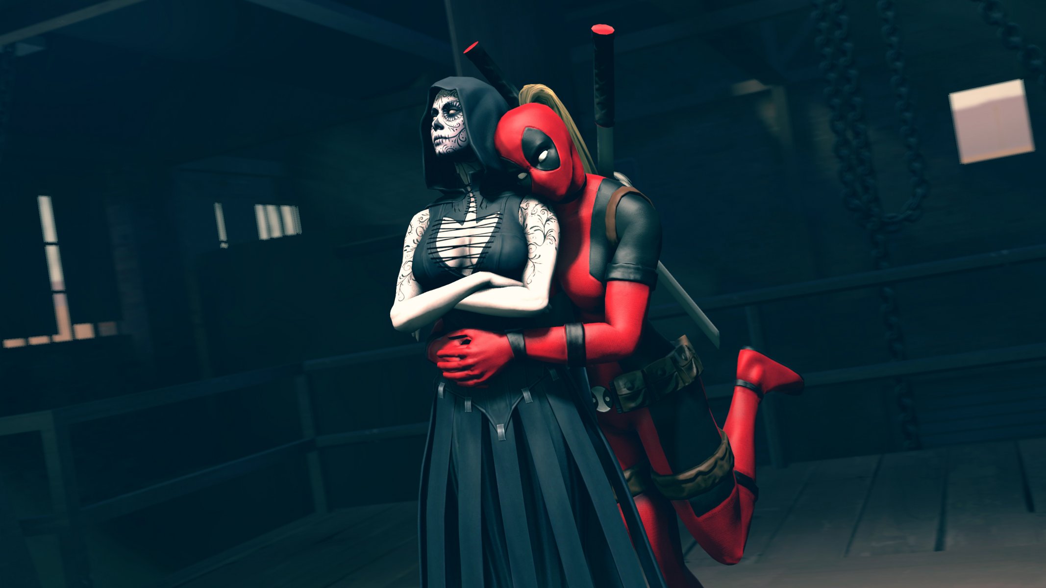 tod make-up kapuze lady deadpool comics