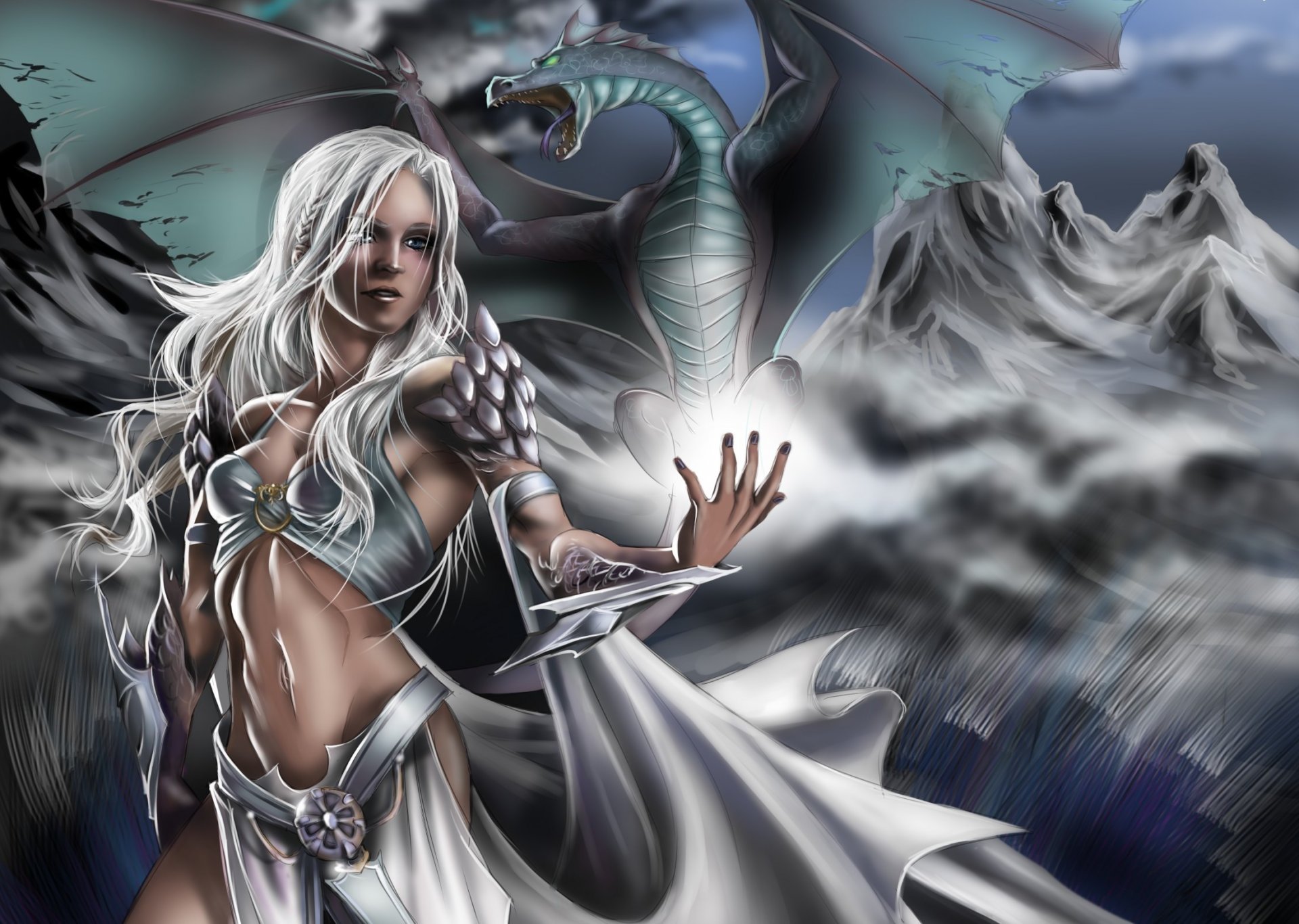 art game of thrones daenerys targaryen girl dragon