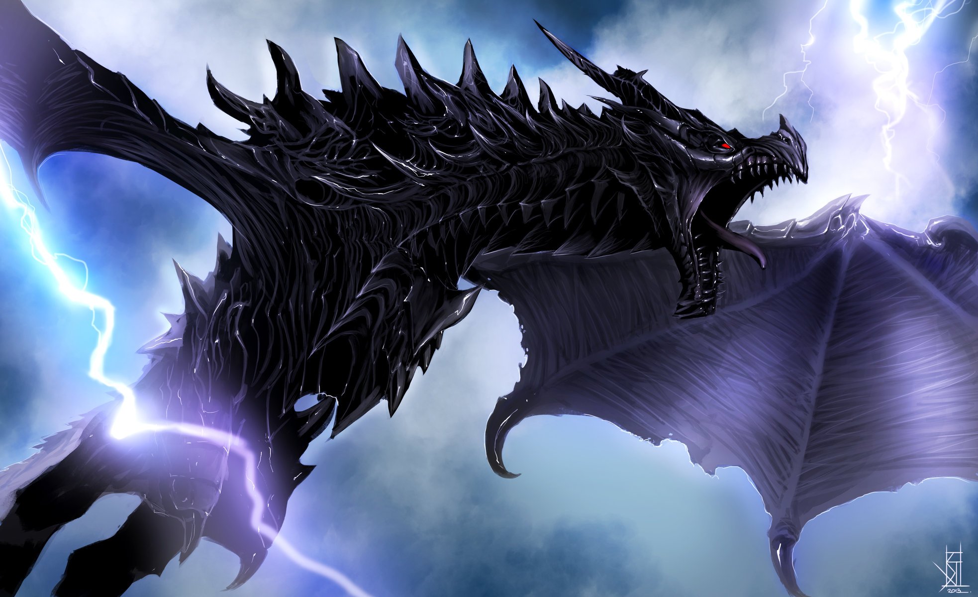 alduin by therisingsoul art the elder scrolls v skyrim dragon wings lightning