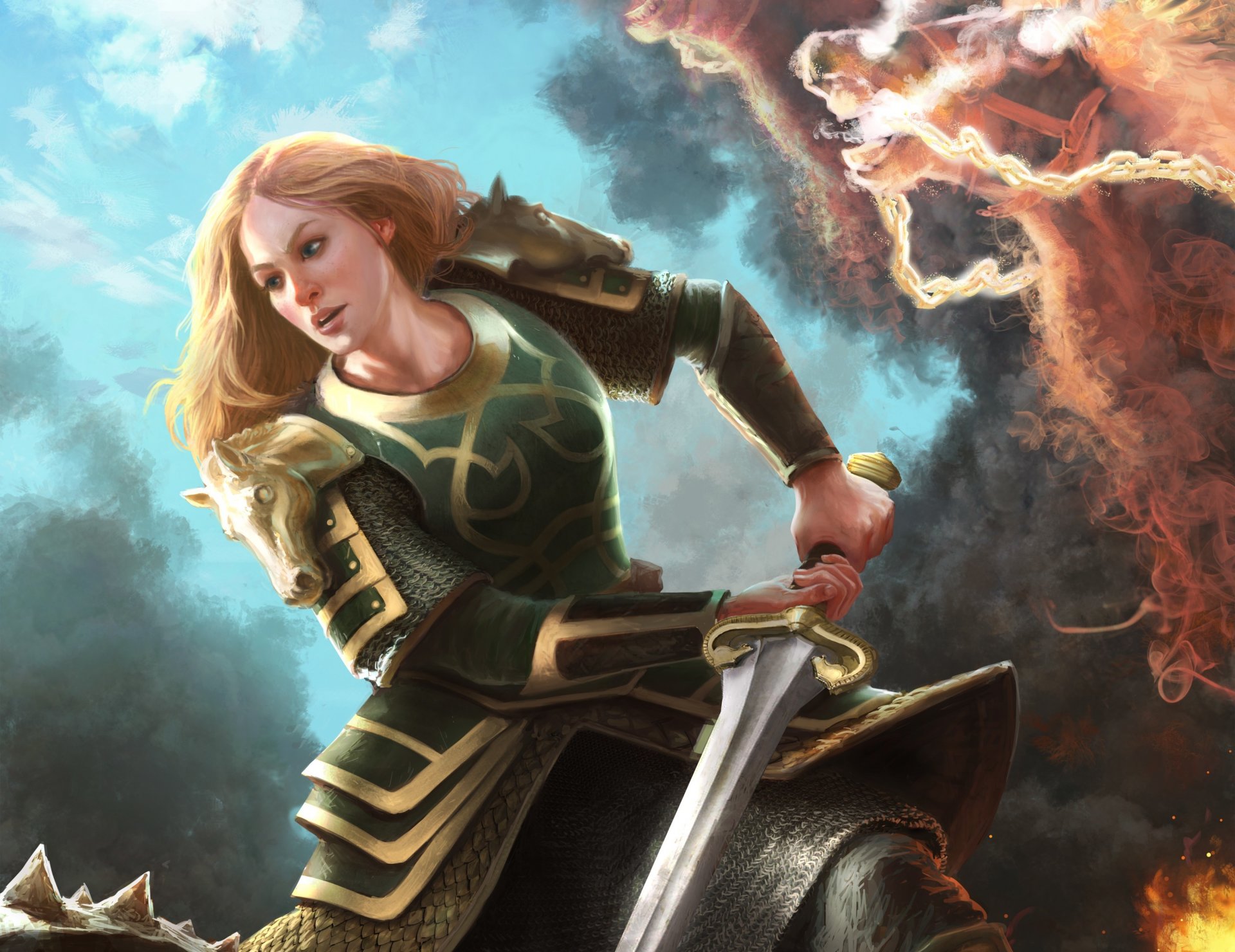 lord of the rings art eowyn girl sword battle