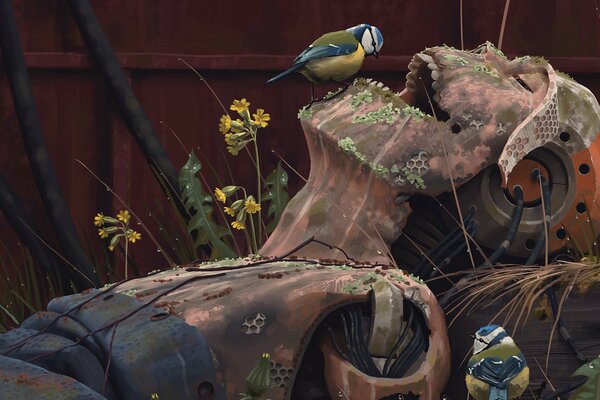 A painting by artist Simon Stalenhag