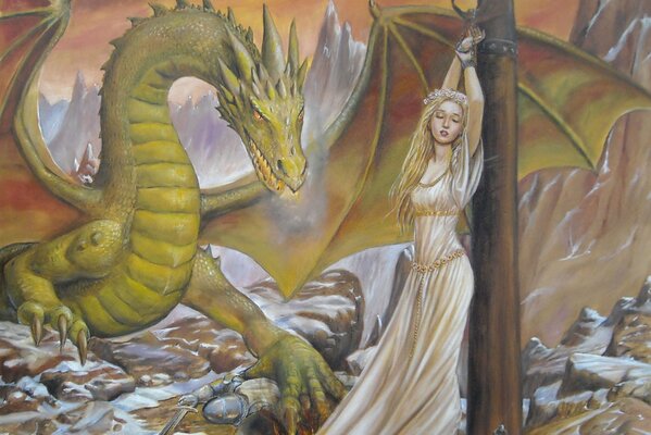 The girl in the captivity of the dragon