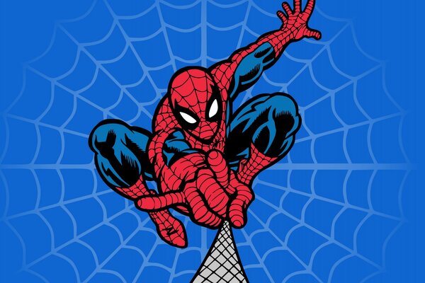 Spider-Man dei fumetti lancia ragnatele