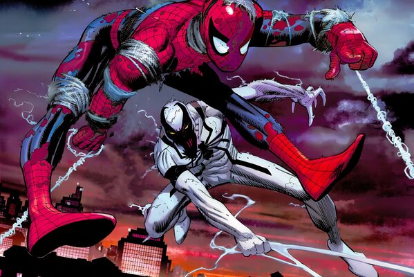 Spider-Man in a decisive battle with anti-venom