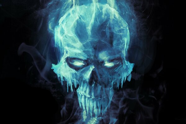 Ice skull with glowing eyes