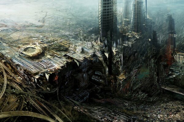 Catastrophic view of the destroyed city