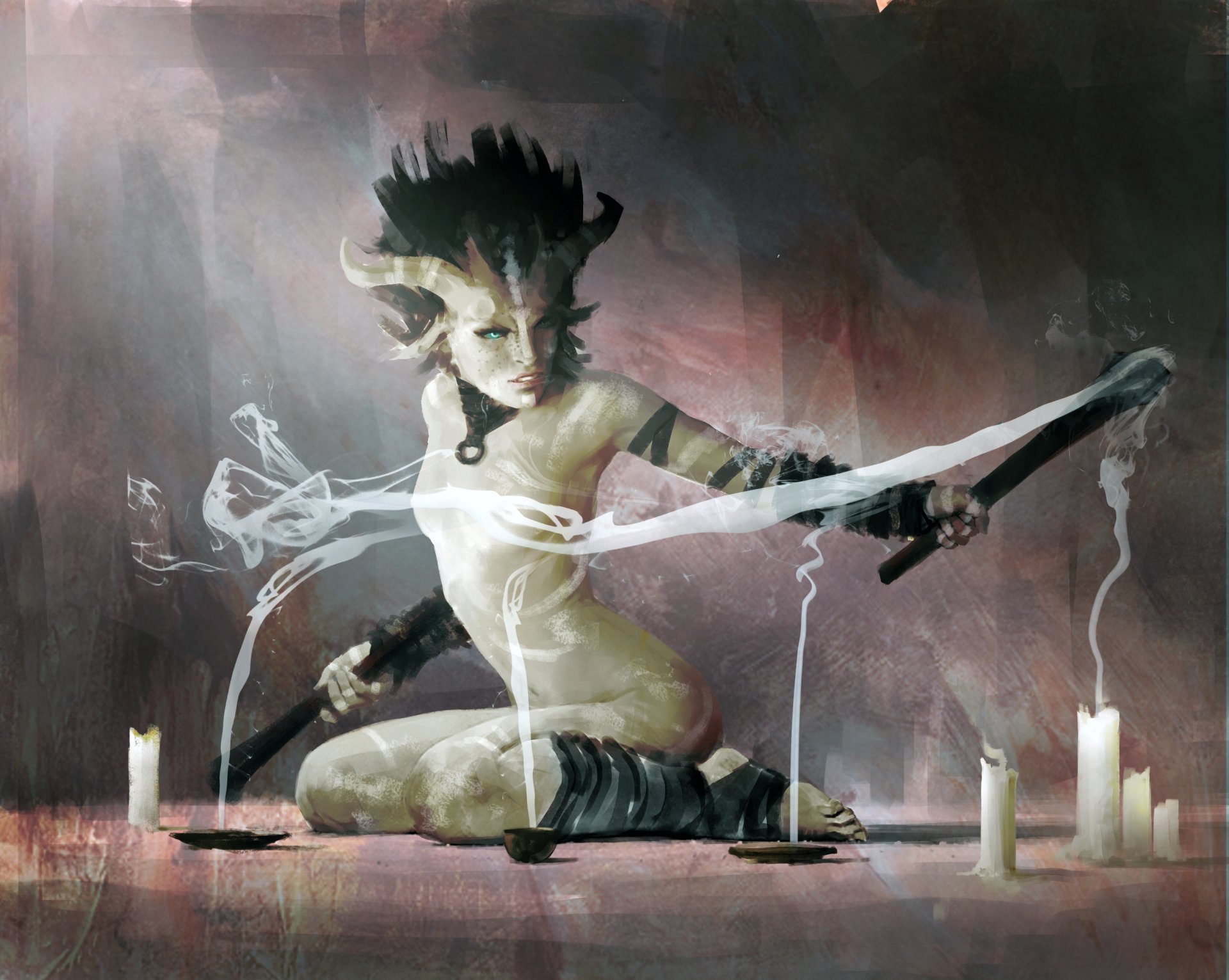 igor kieryluk fiction art demon view candles smoke