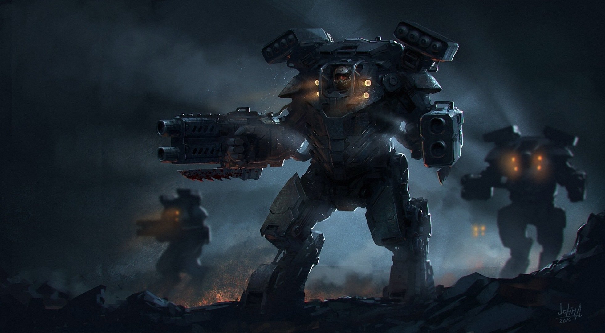 arte robots armas noche mechwarrior