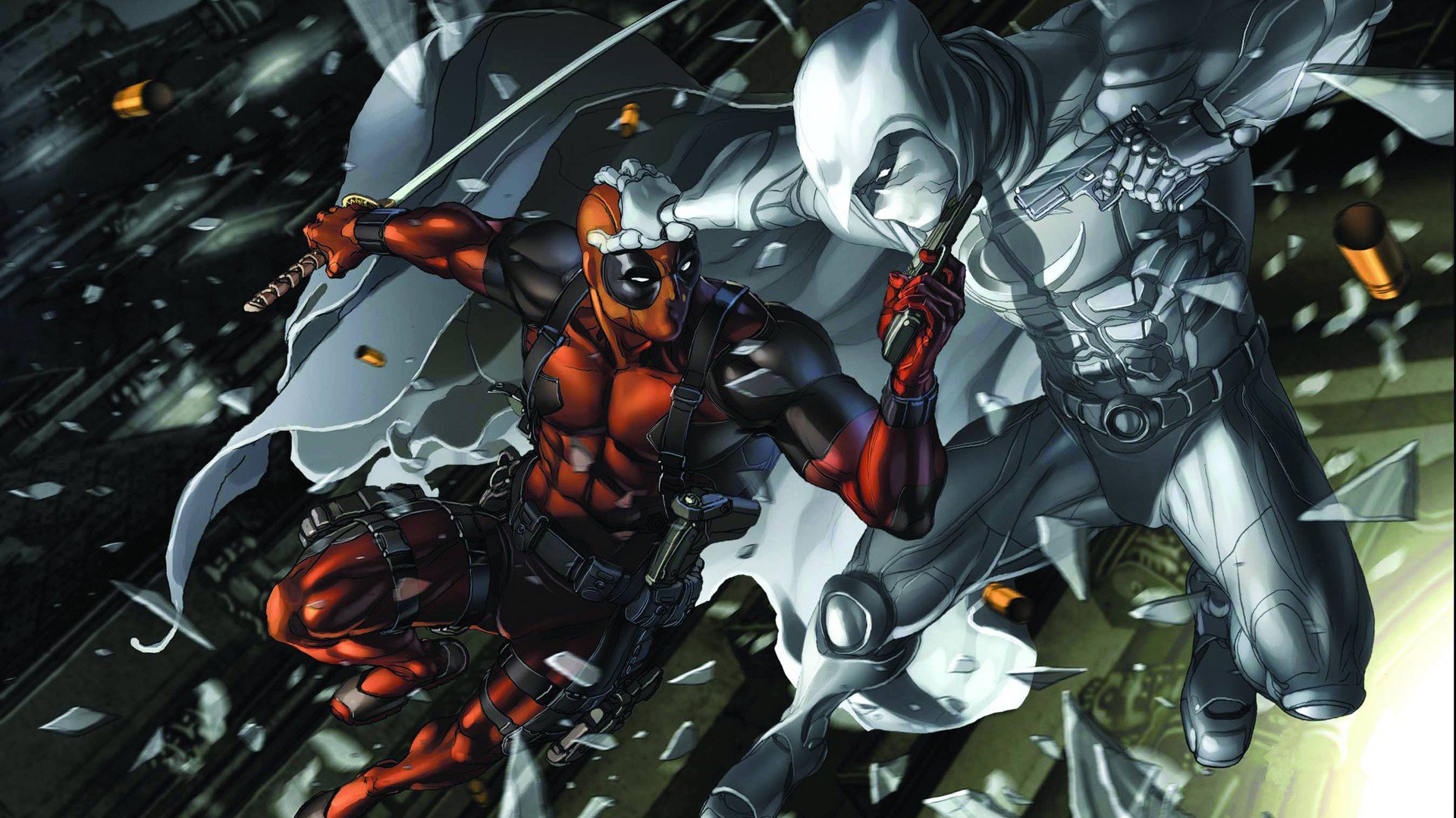 wade wilson marvel deadpool art pistolet lune chevalier