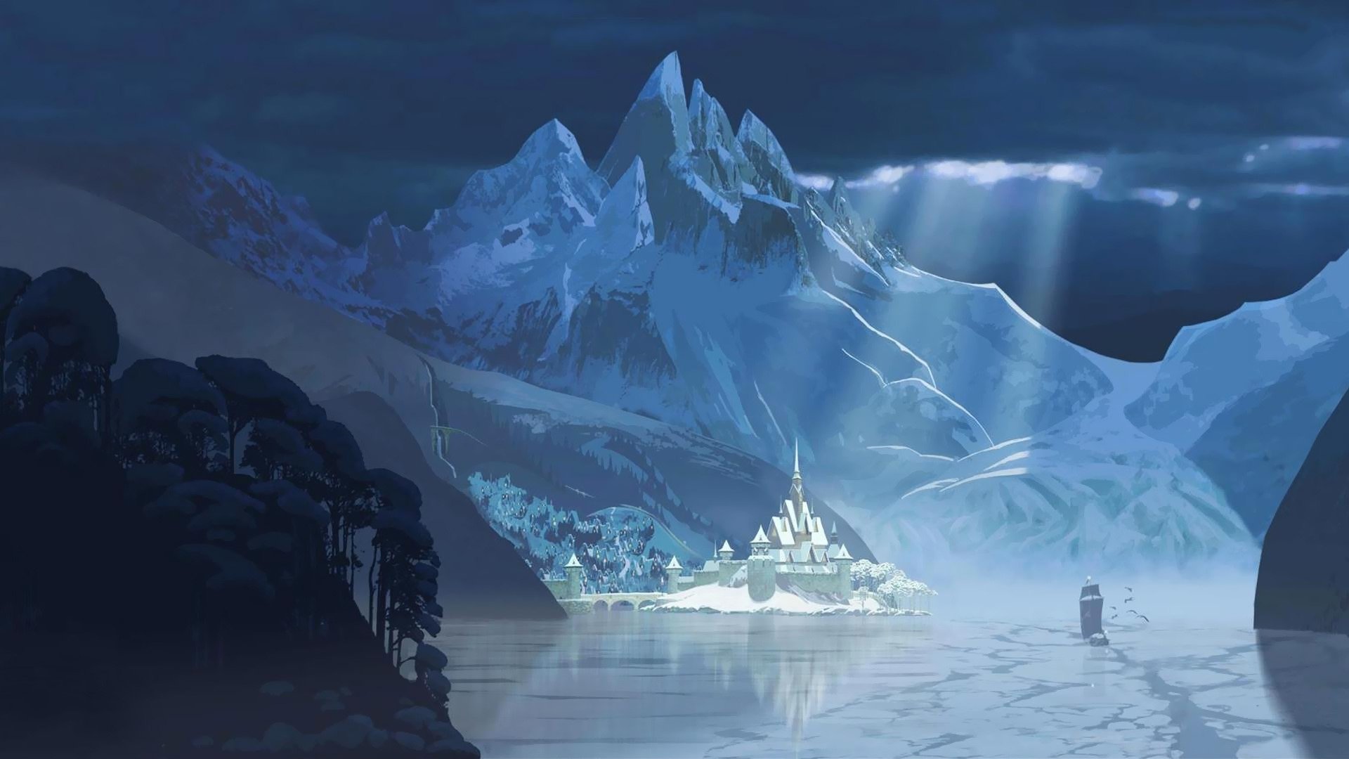 disney congelés coeur froid arendelle erendell château montagnes port hiver