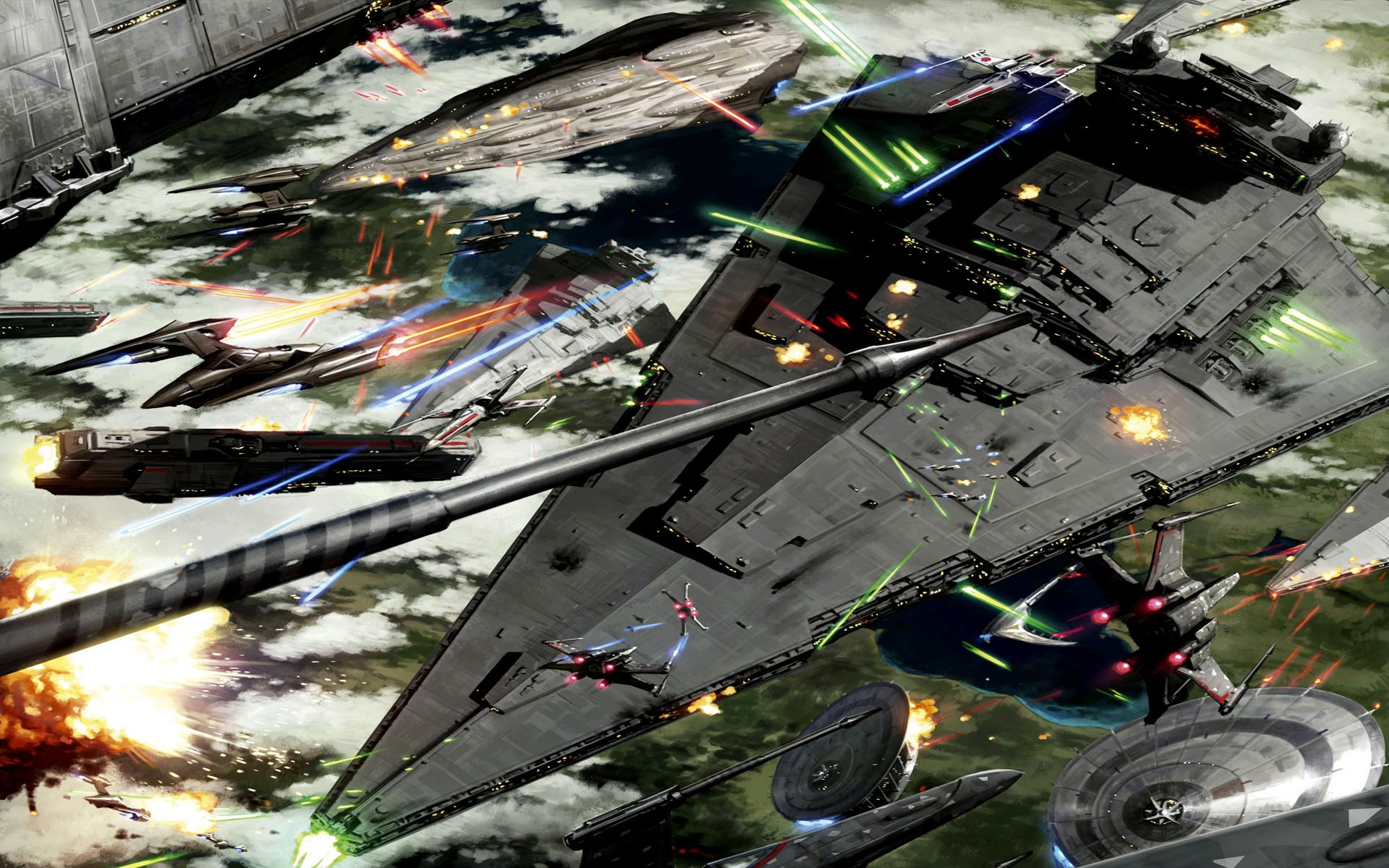 battle of kashyyyk space battle star wars art