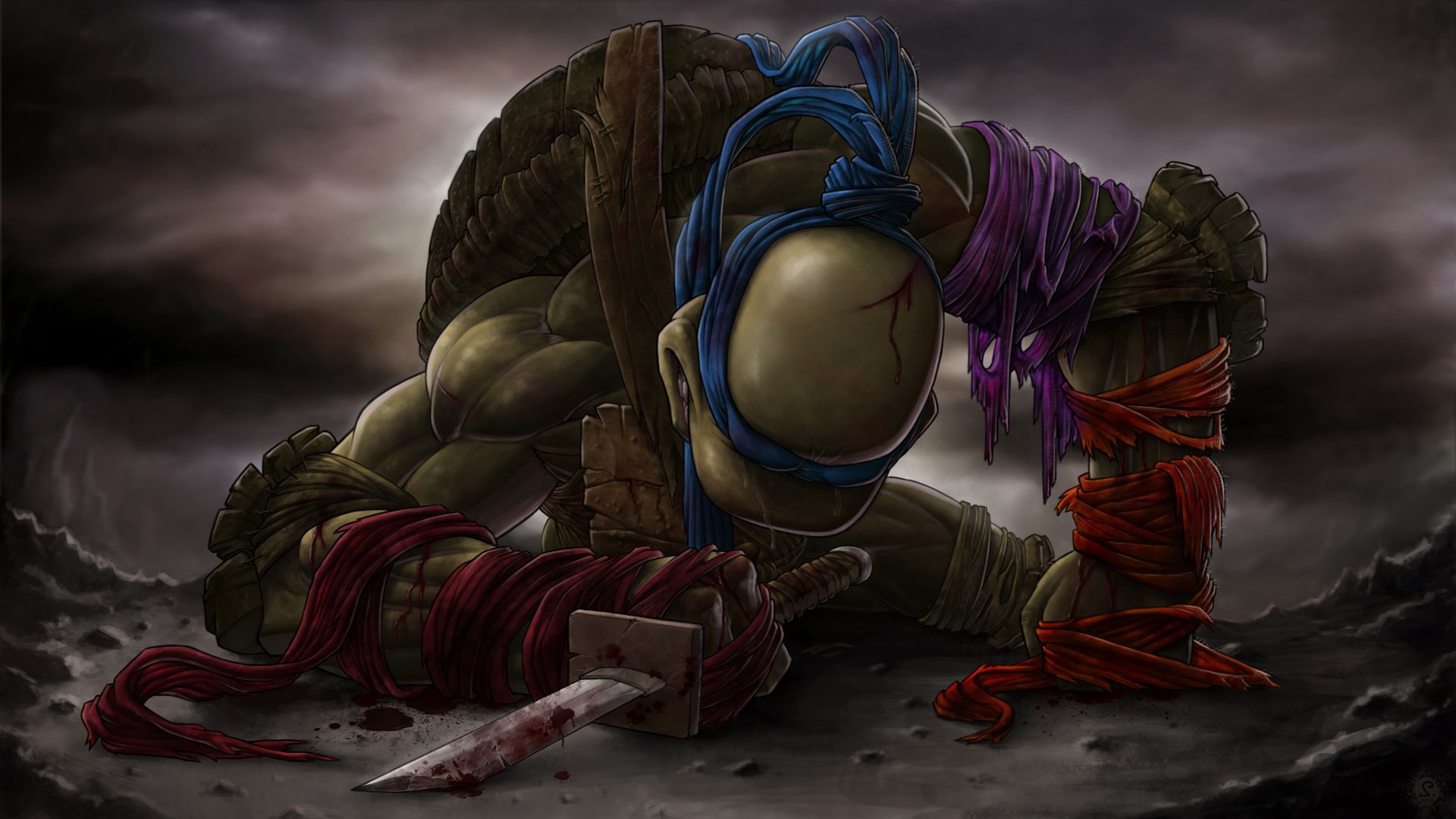 tmnt las tortugas ninja leonardo las tortugas ninja espada katana lágrimas sangre