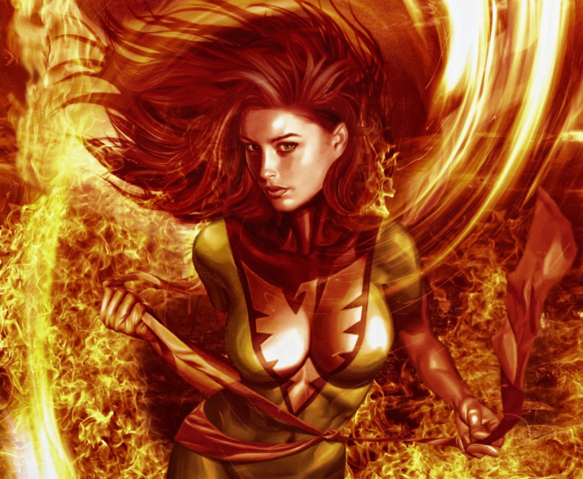 jean grey phoenix x-men dziewczyna ogień kostium wygląd