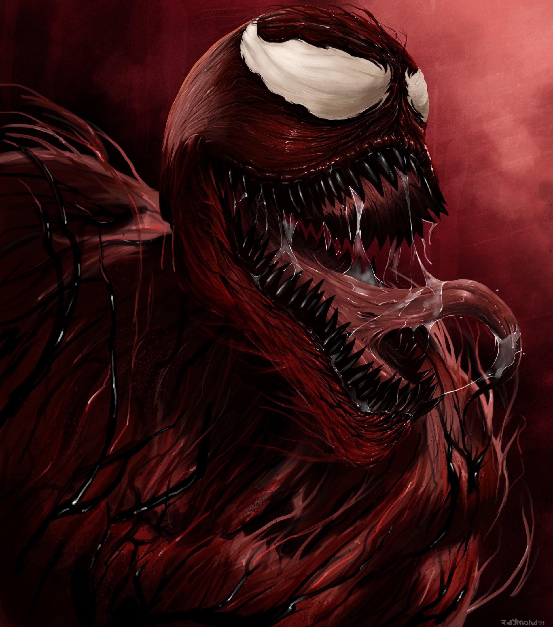 carnicería marvel cómics carnage destripador supervillano boca lengua saliva