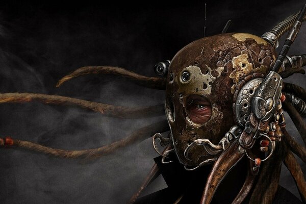 Kunst des maskierten Mannes im Steampunk-Stil