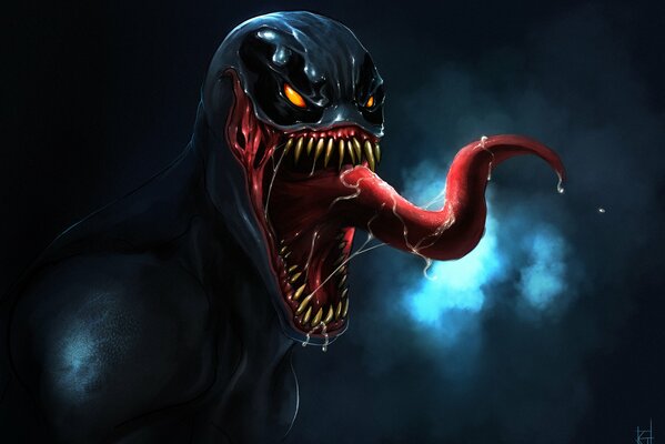 Venom con boca abierta y lengua roja