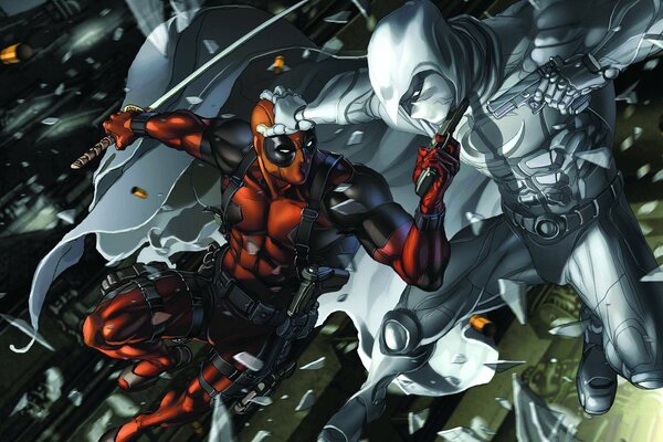 Deadpool volante con una pistola