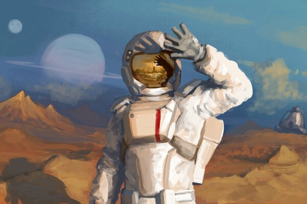 Astronauta con traje espacial y casco