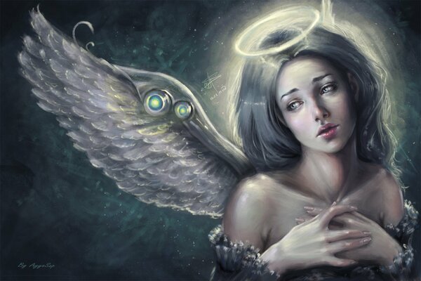 Image of an angel girl with wings and a halo