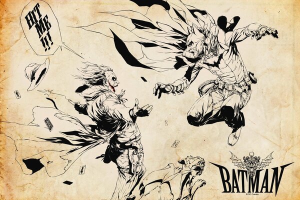 Das Bild der Comic-Figuren von Batman und Joker