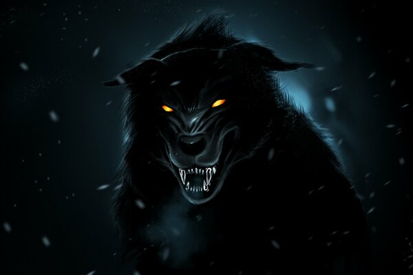 Black wolf terrible grin