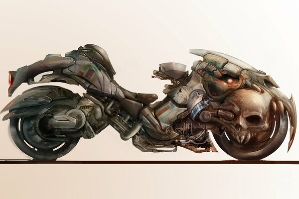 Fantastic art of a motorcycle with a skull