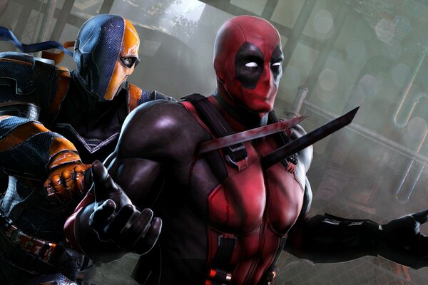 Art Deadpool avec une lame à travers