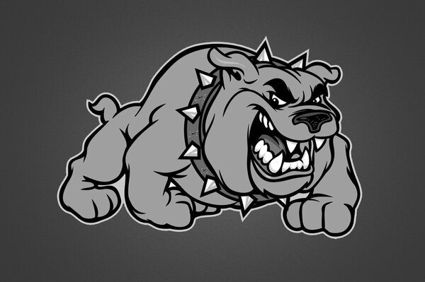 Cartoon image of a bulldog in a spiked collar