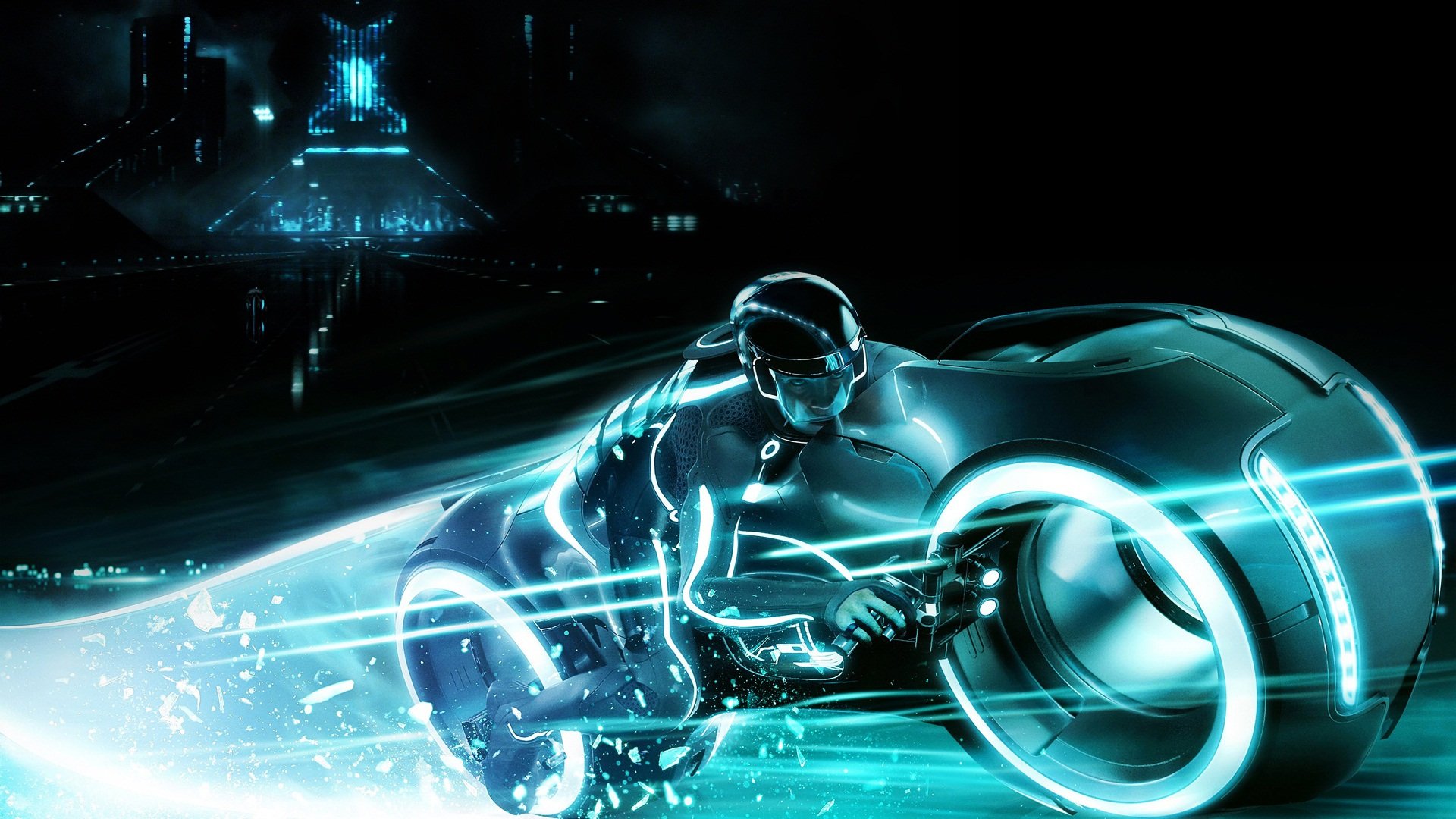 tron 2 light motorcycle neon dude