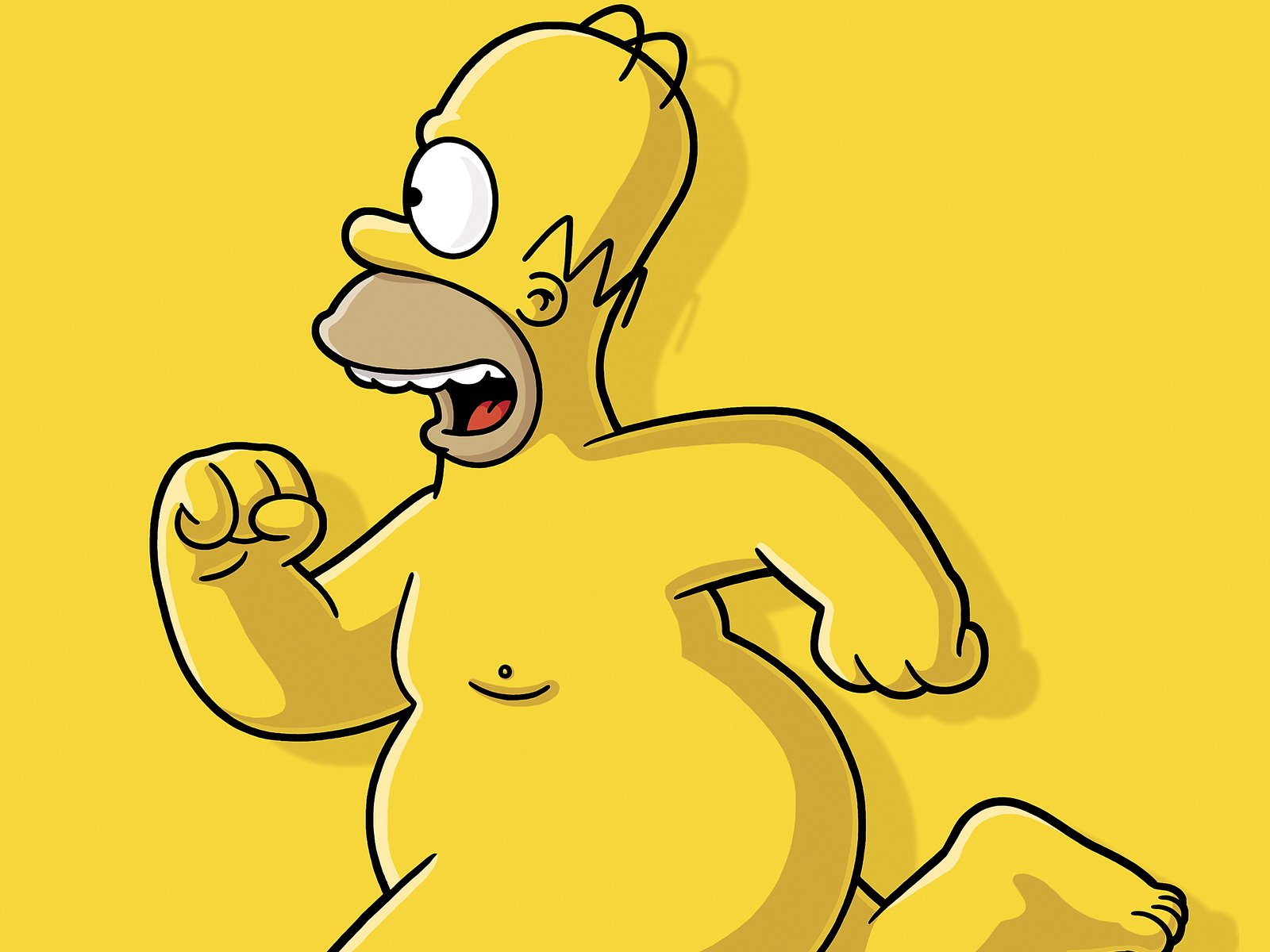 homero simpson correr amarillo desnudo