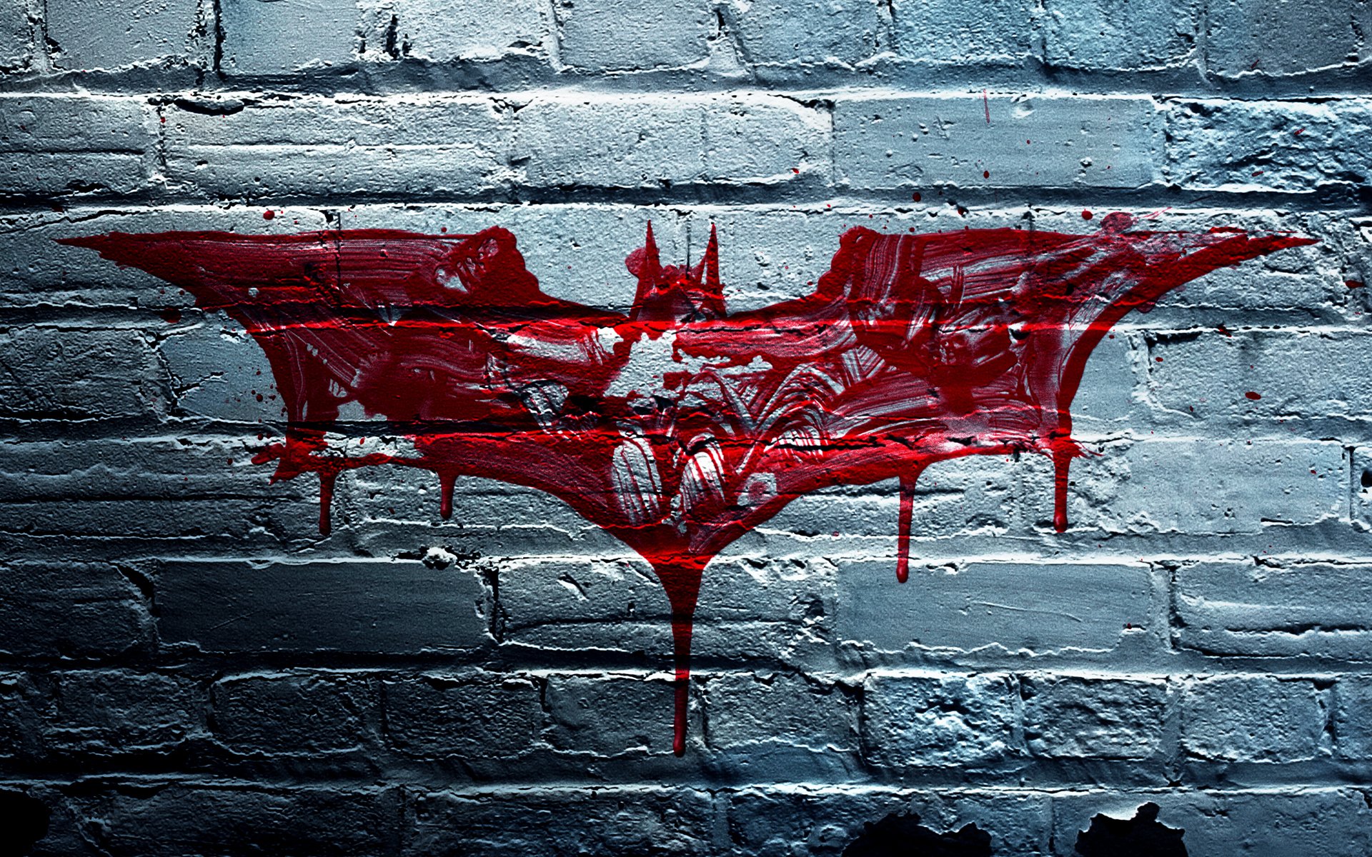 batman muro mattoni sangue