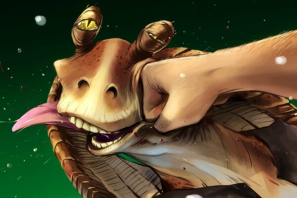 Jar Jar Binks pugno guerrieri stellari