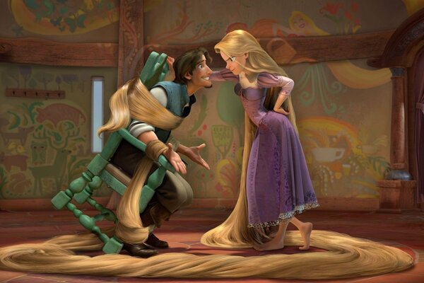 Rapunzel tied her prince with her hair