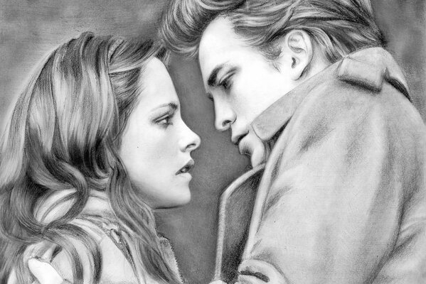 Drawing of Bella and Edward from the movie Twilight