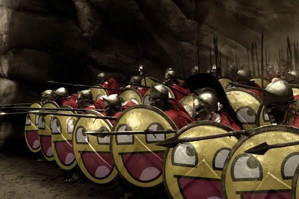 Smileys of 300 Spartan warriors