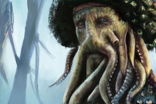 El capitán Davy Jones con su barco