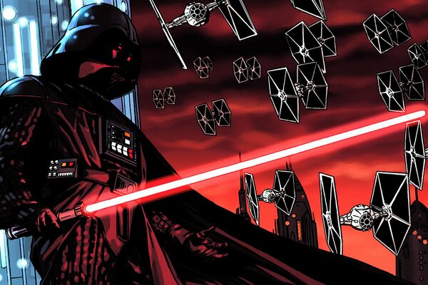 Lord Vader au sabre laser rouge