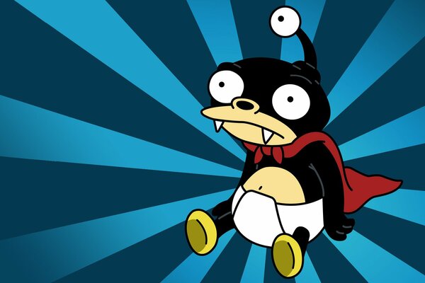 Nibbler sobre fondo azul