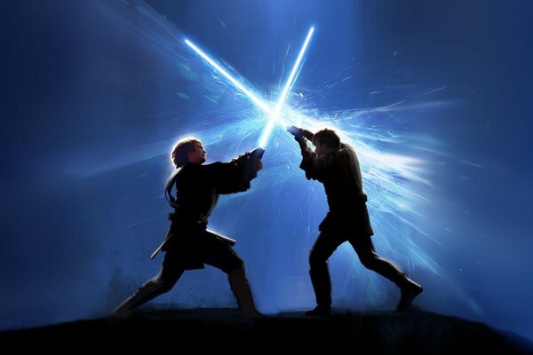 Star Wars fight with lightsabers