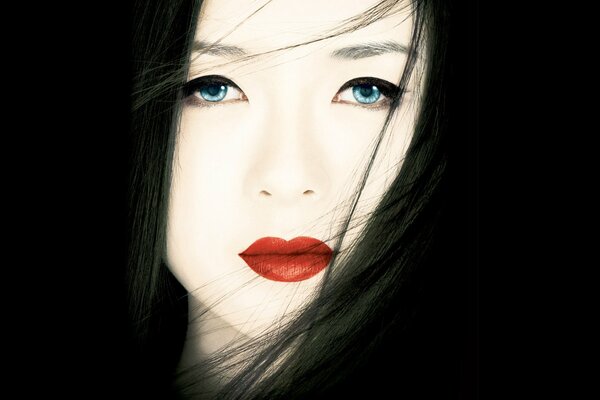 The face of actress Zhang Ziyi from the movie Memoirs of a Geisha