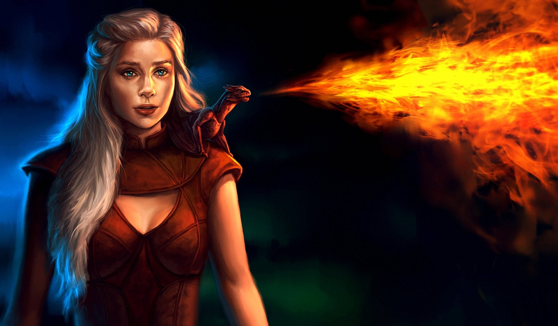 art game of thrones fille dragon feu