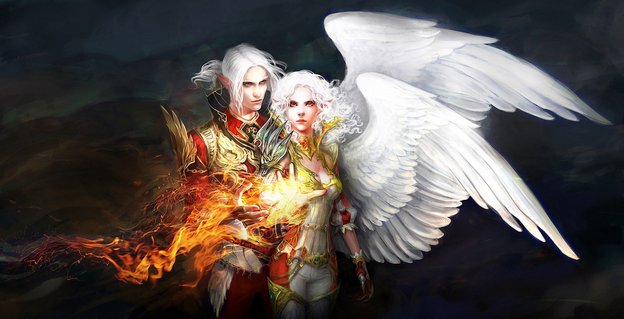 art anndr guy girl kamaels wings fire magic