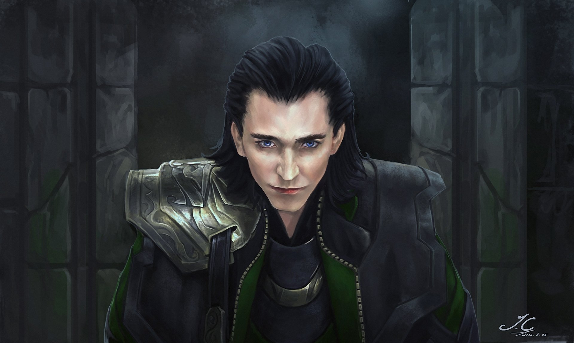 arte loki vengadores hombre mal