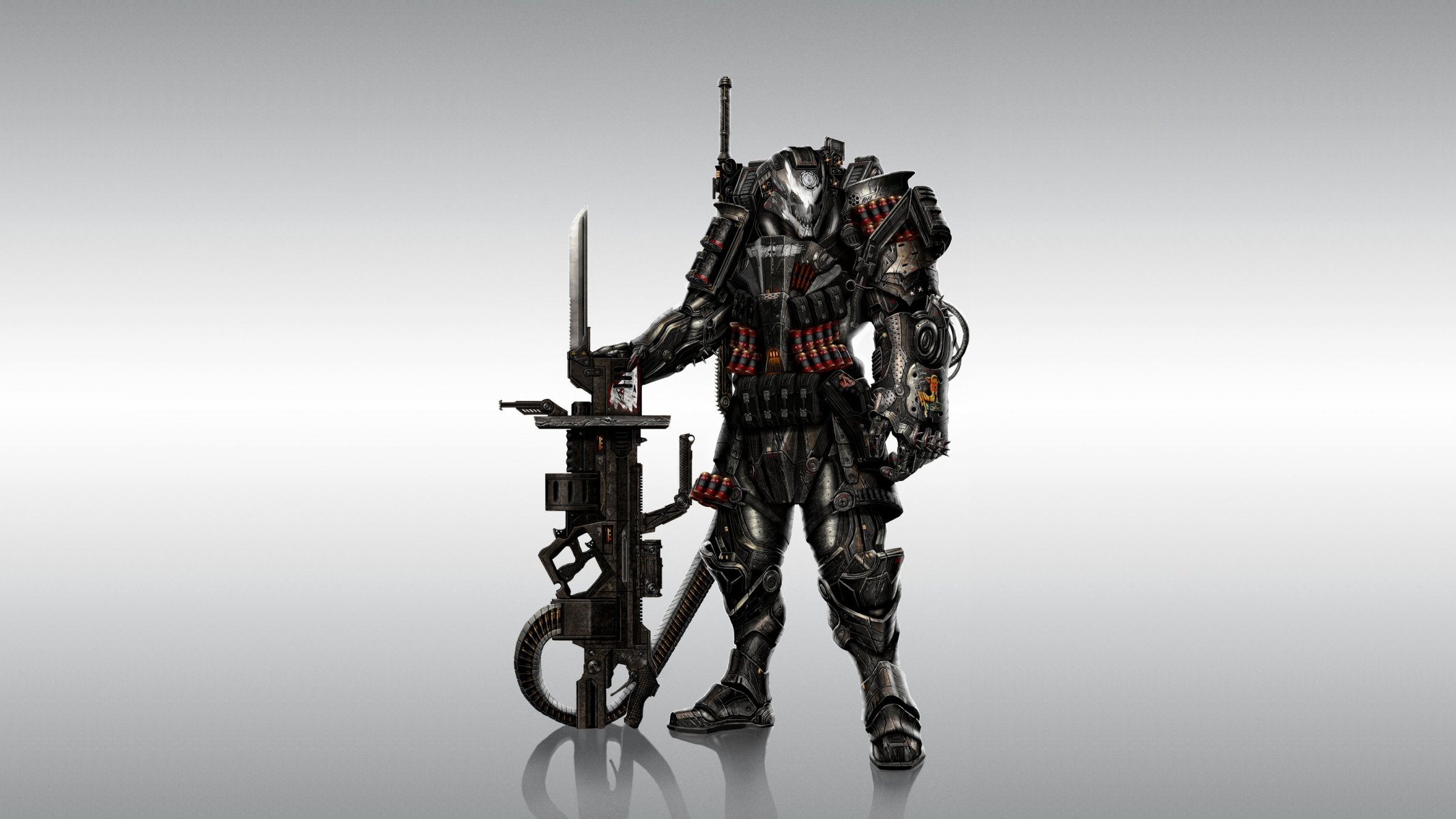 warhammer 40k fan art guerriero teschio alato arma armatura sfondo