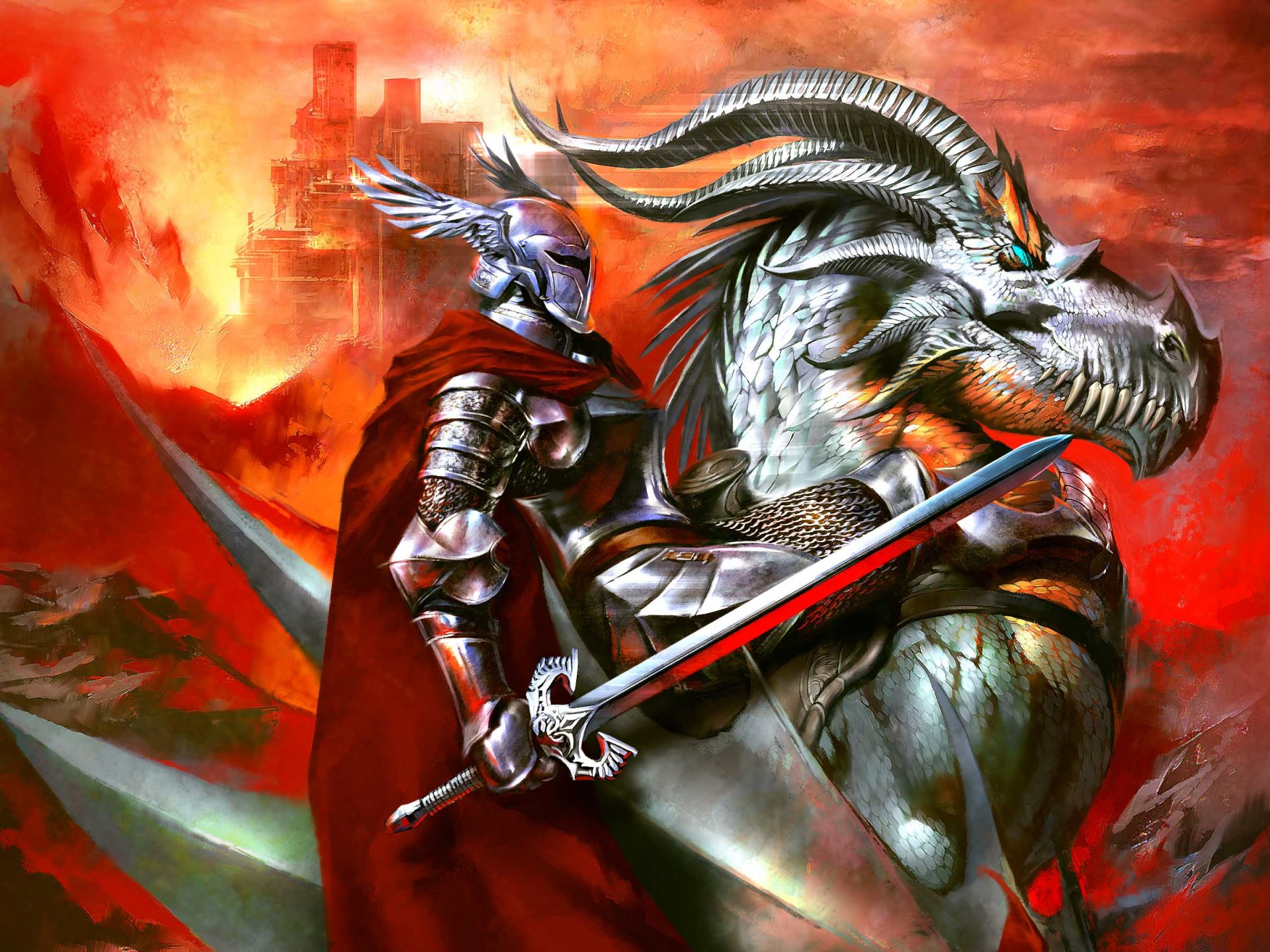 knight armour sword dragon riding